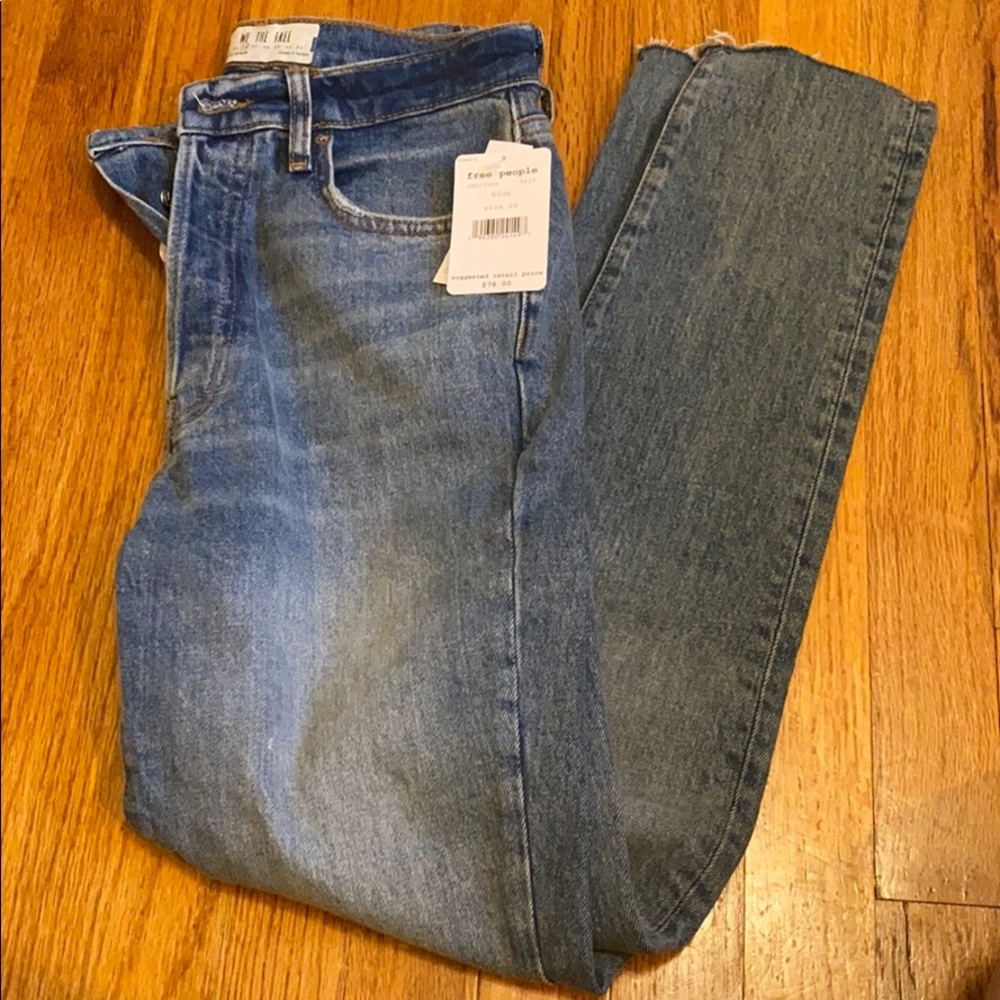 Free People high waisted jeans cuffed bottoms
